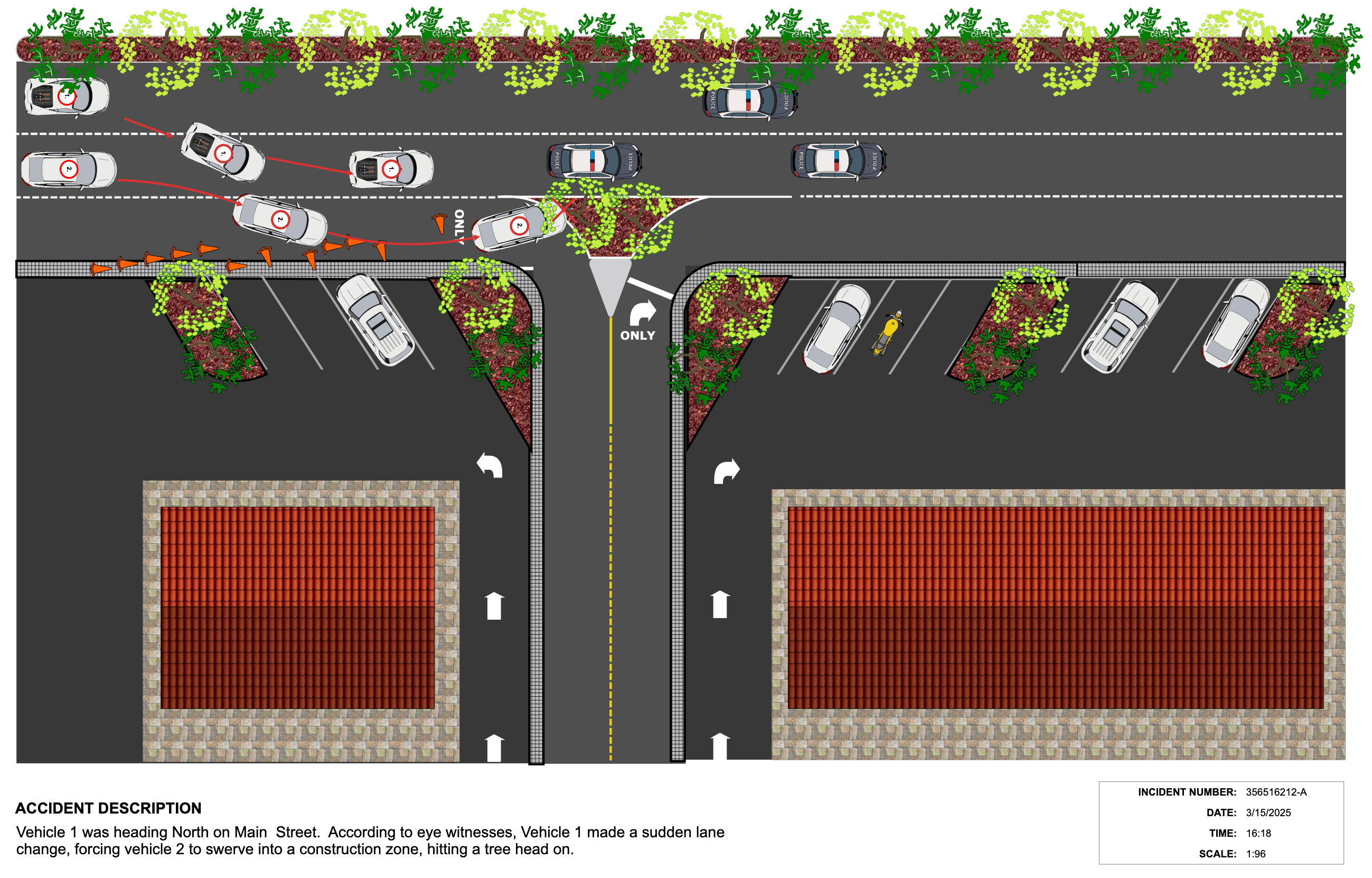 Accident reconstruction diagram example