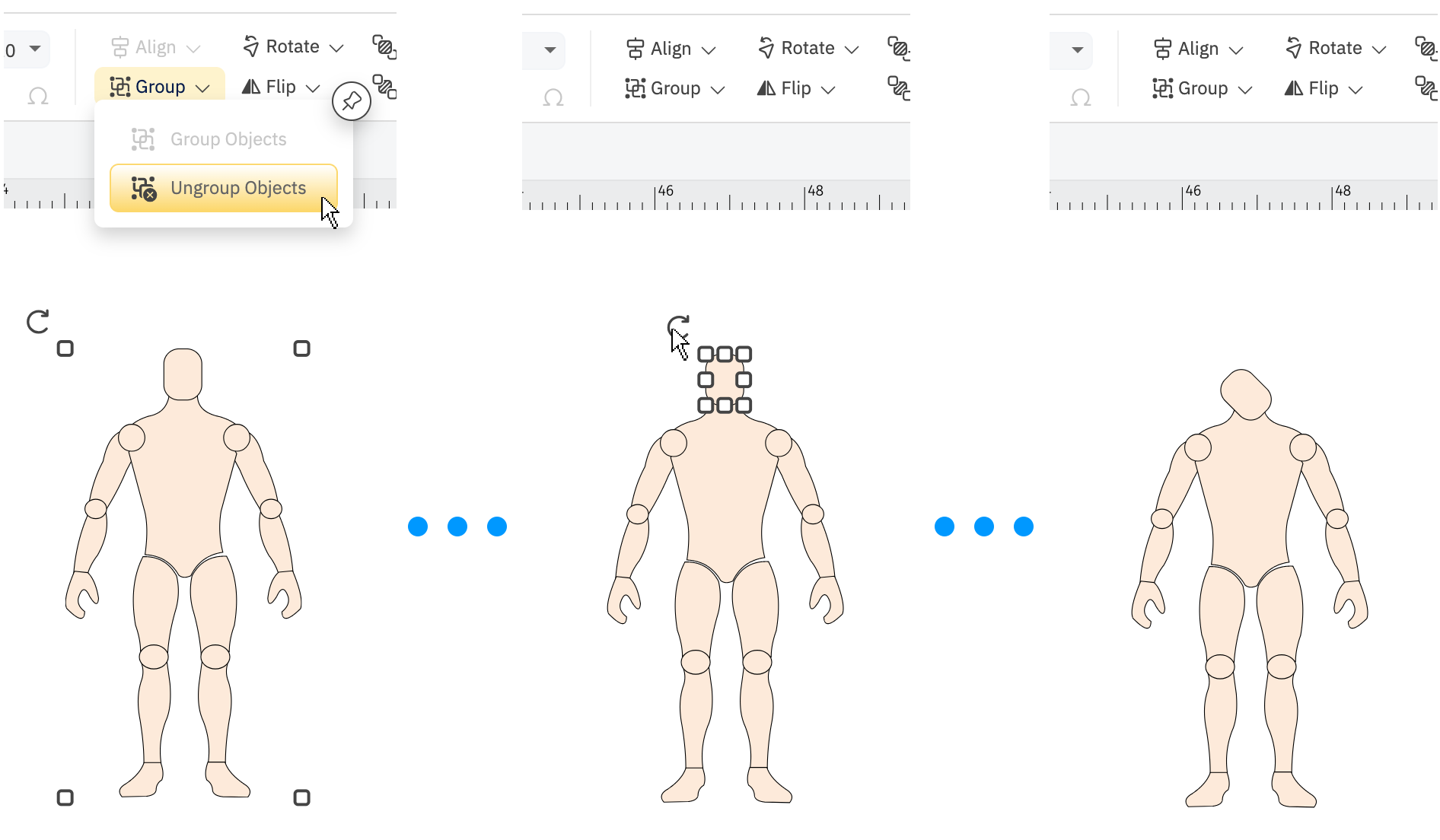 Grouping and ungrouping articulated body symbol
