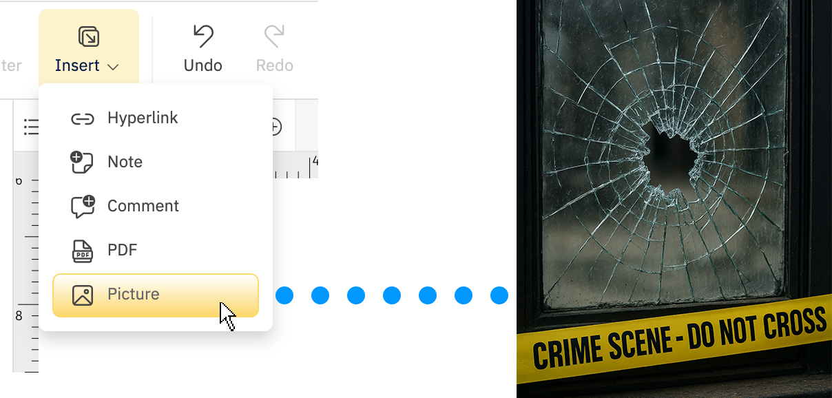 Insert picture from dropdown menu