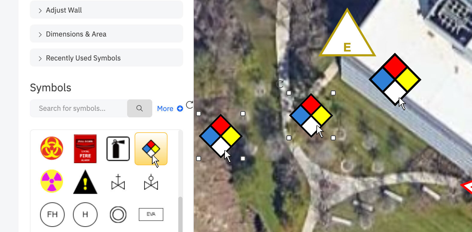 Marked hazards on satellite view image