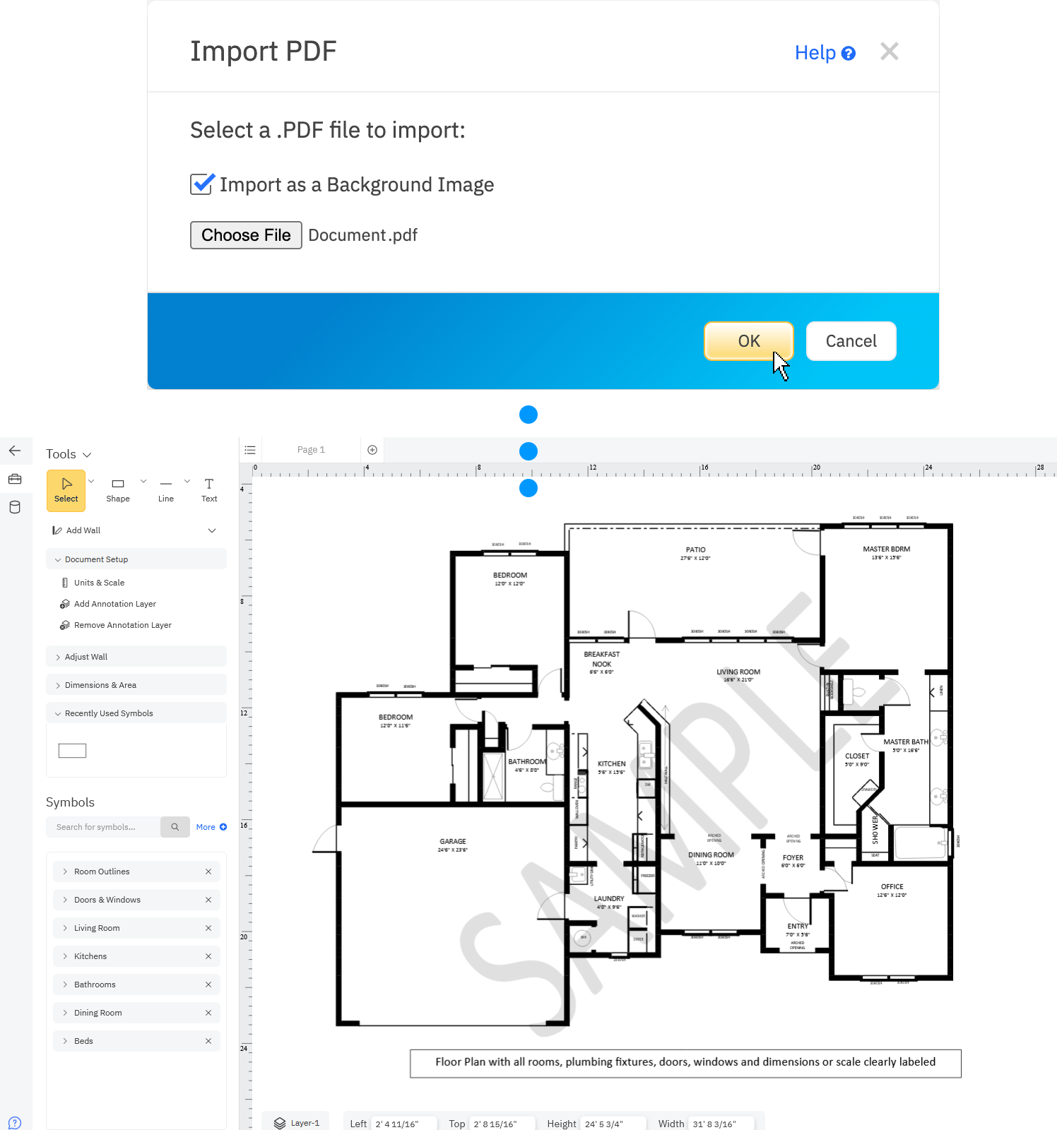 Import existing floor plan into SmartDraw