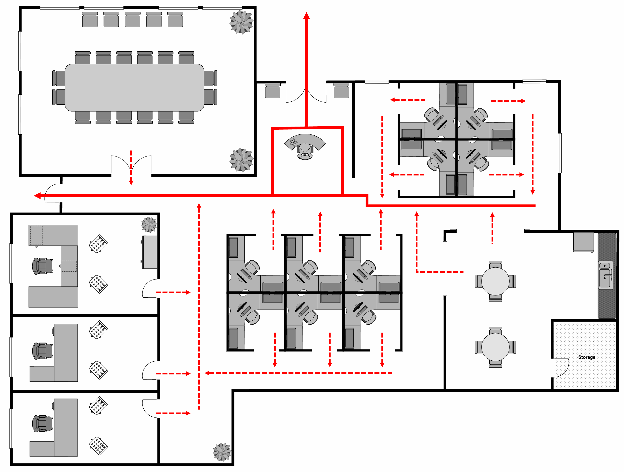 Adding evacuation routes to floor plan