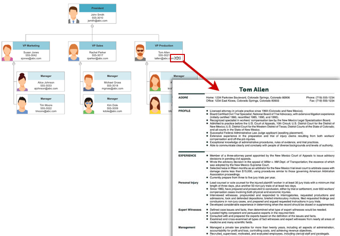 Org chart link to resume