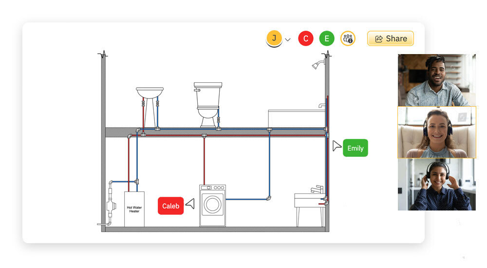 Collaborate on plumbing drawings