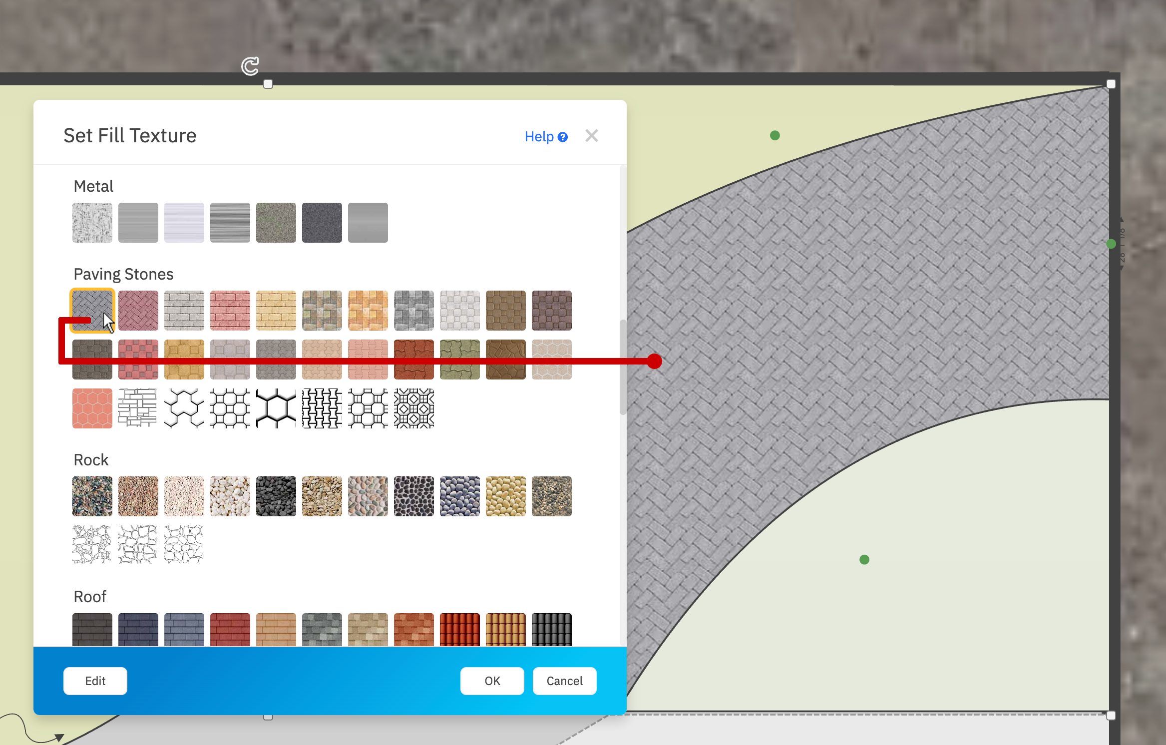 Applying texture to site plan symbol