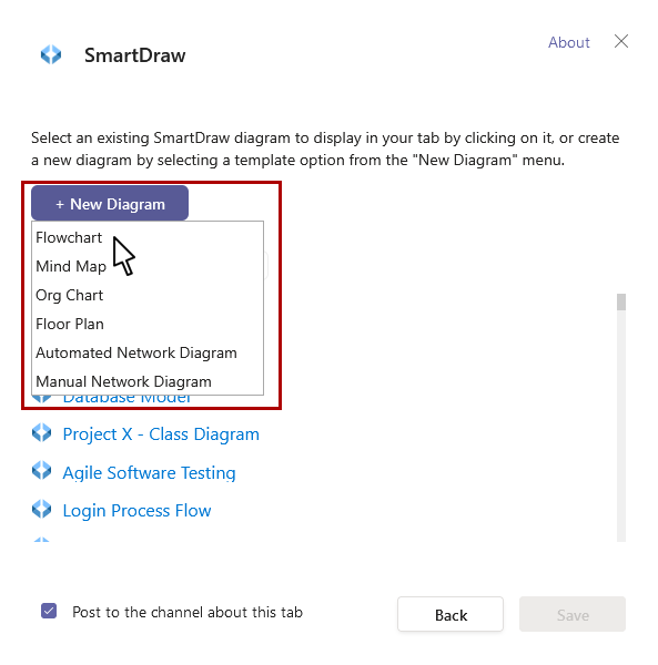 Create a new diagram in Teams