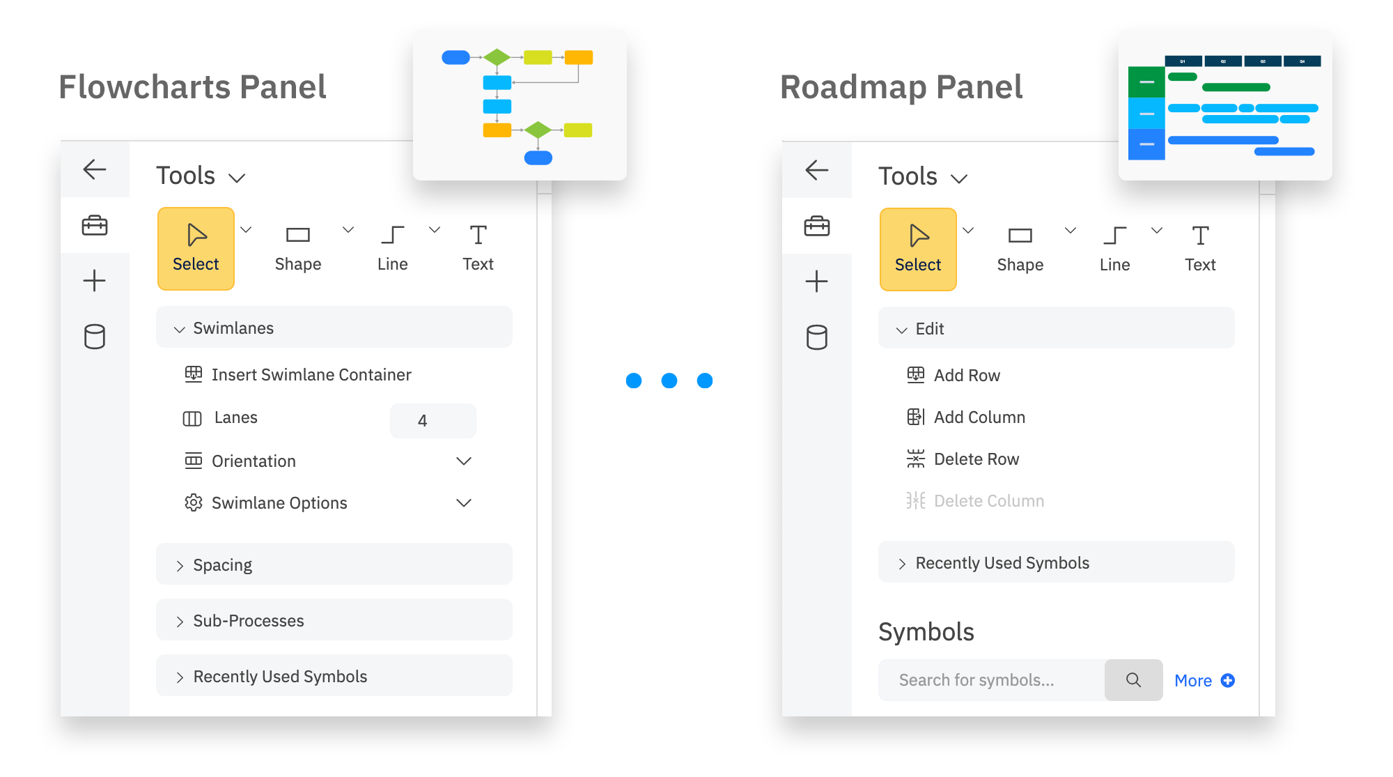 Dynamic tool panels